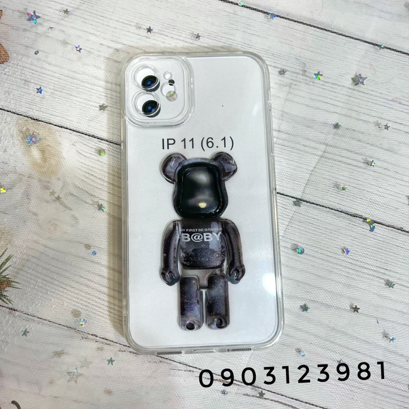 (Màu ngẫu nhiên) Ốp Lưng Gấu Bearbrick Trong Suốt Chống Sốc Xinh Xắn, Sành Điệu