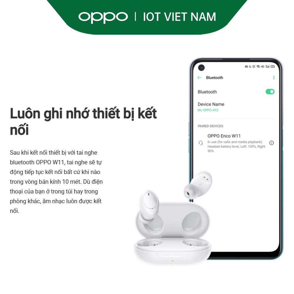 Tai nghe True Wireless Oppo Enco W11 - Hàng Chính Hãng