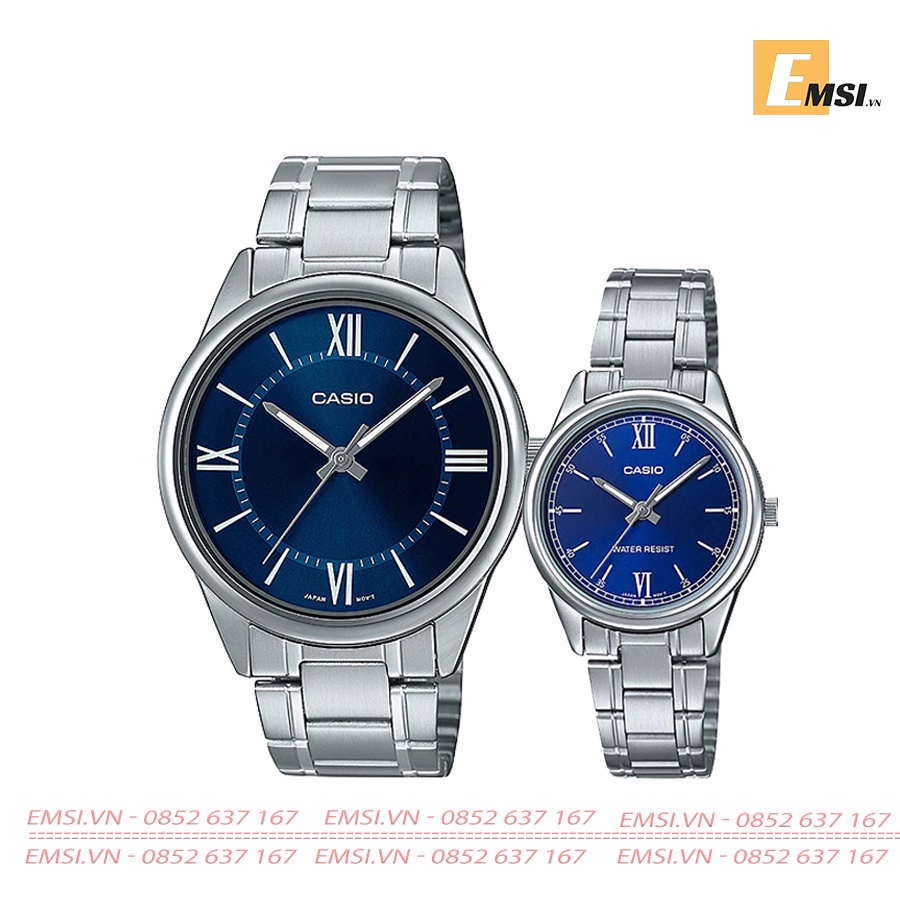 Đồng Hồ Casio Cặp Đôi MTP-V005D-2B5 & LTP-V005D-2B2 size mặt  40 & 28mm EMSI.VN