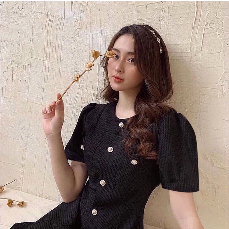 Đầm Váy Tafta Xốp Tay Bồng Đính Ngọc Sang Trọng Mặc Đi Tiệc Đi Tết