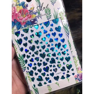 Sticker dán móng hình trái tim màu xanh biển mã ZD4213