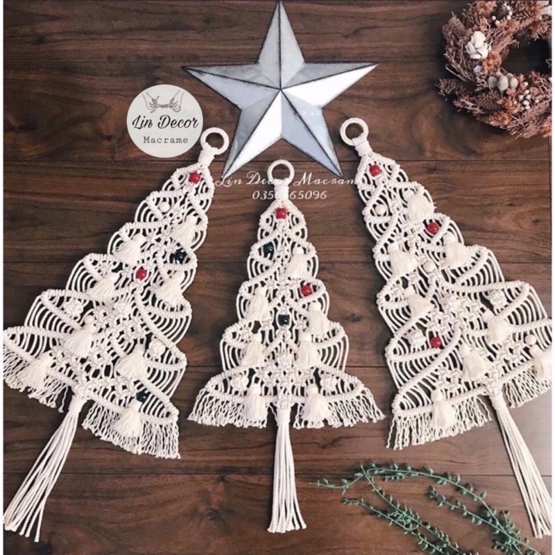 [ Giá Ưu Đãi] Cây Thông Macrame Trang Trí Noel