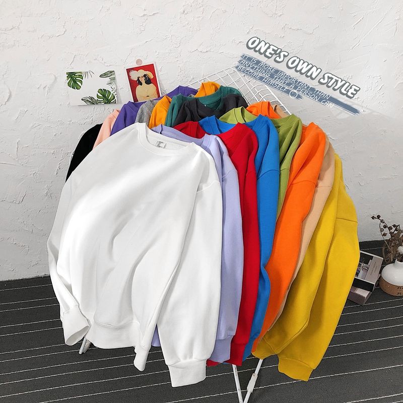 Áo Hoodie Tay Dài Cổ Tròn Dáng Rộng Màu Sắc Đơn Giản Thời Trang Theo Phong Cách Hồng Kông Cho Nam | BigBuy360 - bigbuy360.vn