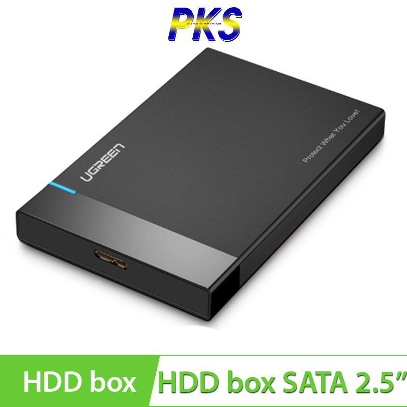 Vỏ hộp đựng ổ cứng SATA 2.0/3.0 2.5&quot; và SSD vỏ nhựa ABS cao cấp (dây dời) UGREEN US221 30848 - 30848
