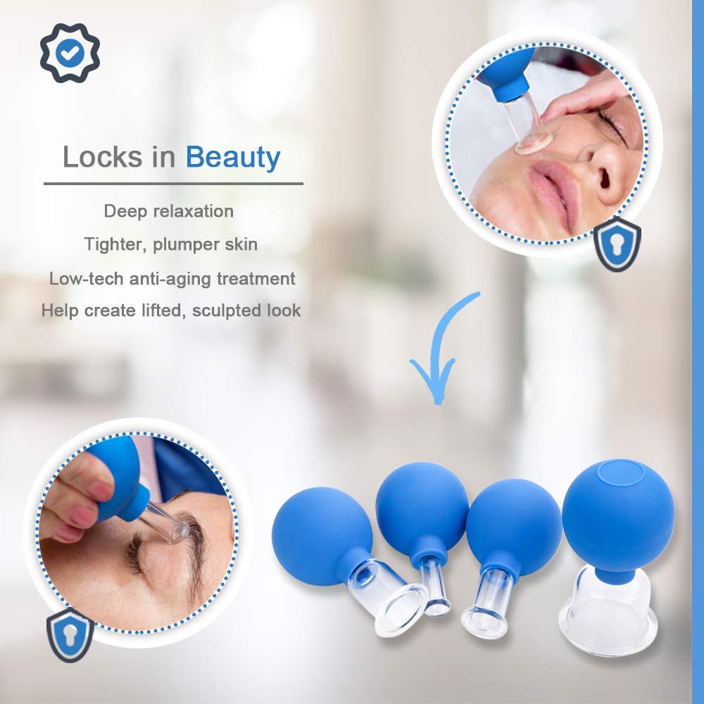 Set 4 Cốc Giác Hơi Bằng Silicone Dùng Mát Xa Mặt Chống Cellulite