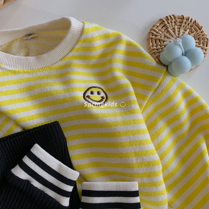 Áo Sweater kẻ sọc dáng rộng thời trang dành cho bé gái