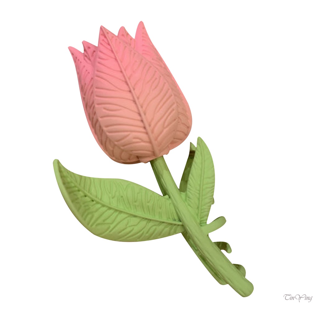 GETNOIVAS Kẹp Tóc Hợp Kim Dày Dặn Hình Hoa Tulip Hồng Chống Trượt Thời Trang Cho Nữ