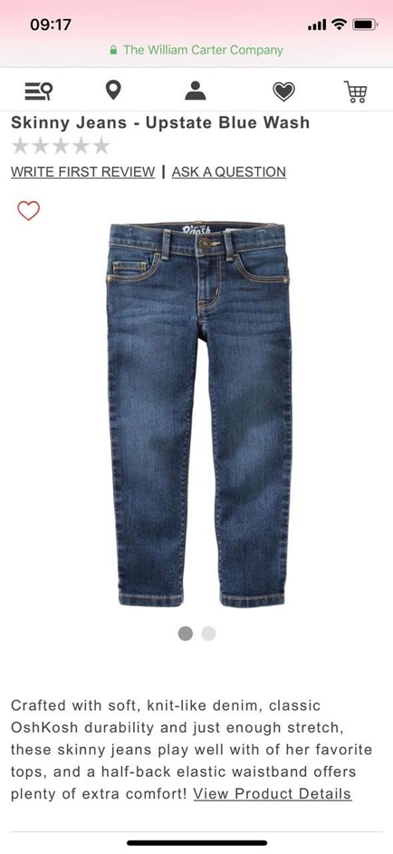 Quần jean dài bé gái Oshkosh