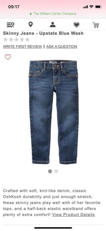 Quần jean dài bé gái Oshkosh