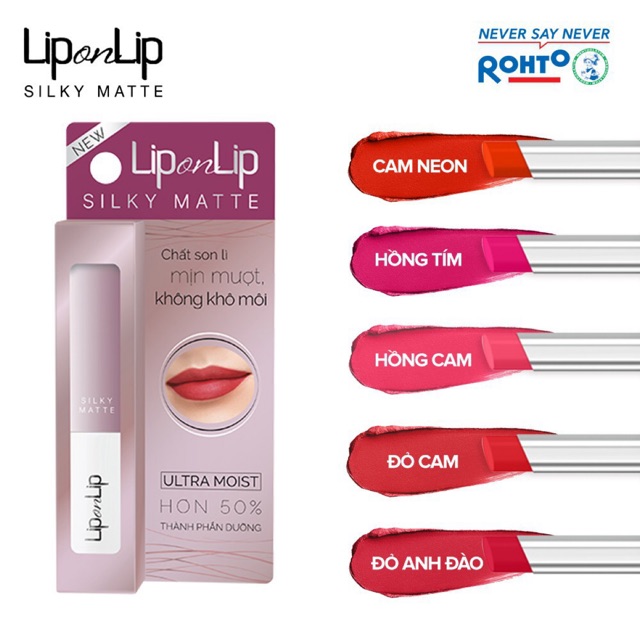 Son TRANG ĐIỂM Lì Siêu Mịn Lip On Lip Silky Matte 2.2g