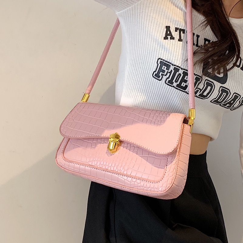 Túi Đeo Vai Hình Vuông Cỡ Nhỏ Vân Da Cá Sấu Chất Lượng Cao Thời Trang Cho Nữ