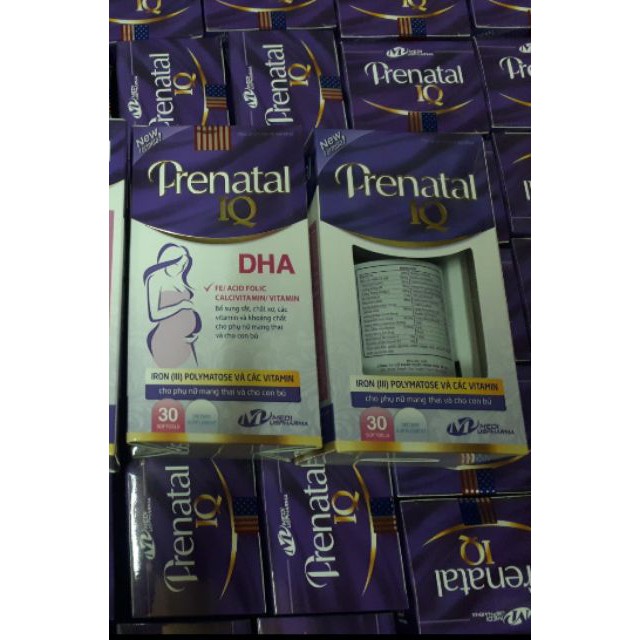 Prenatal IQ Viên bổ bà bầu Bổ sung sắt, acid folic, vitamin cho mọi phụ nữ mang thai và cho con bú 30v