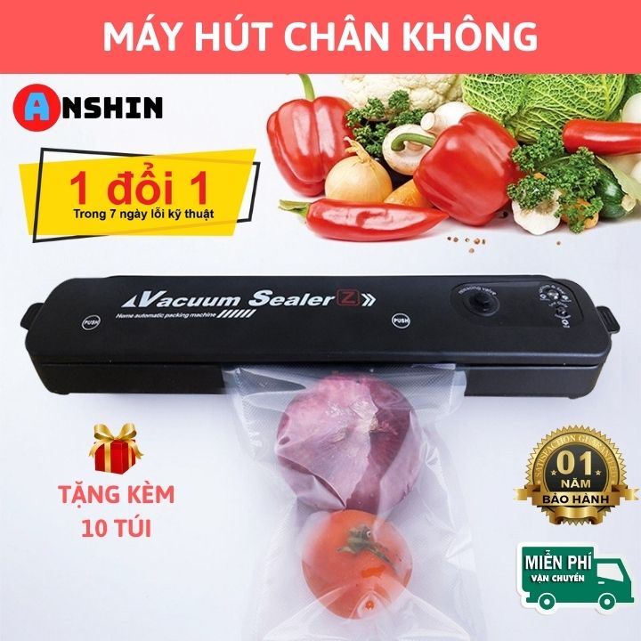 Máy hút chân không thực phẩm cao cấp, sức hút mạnh mẽ, tặng kèm 10 túi