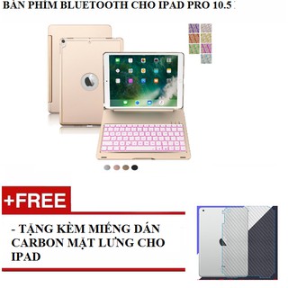 Bàn phím ốp nhôm 7 màu đèn cho bàn phím tặng kèm miếng dán carbon mặt lưng cho ipad pro 10.5 inch - H_Shop_VN