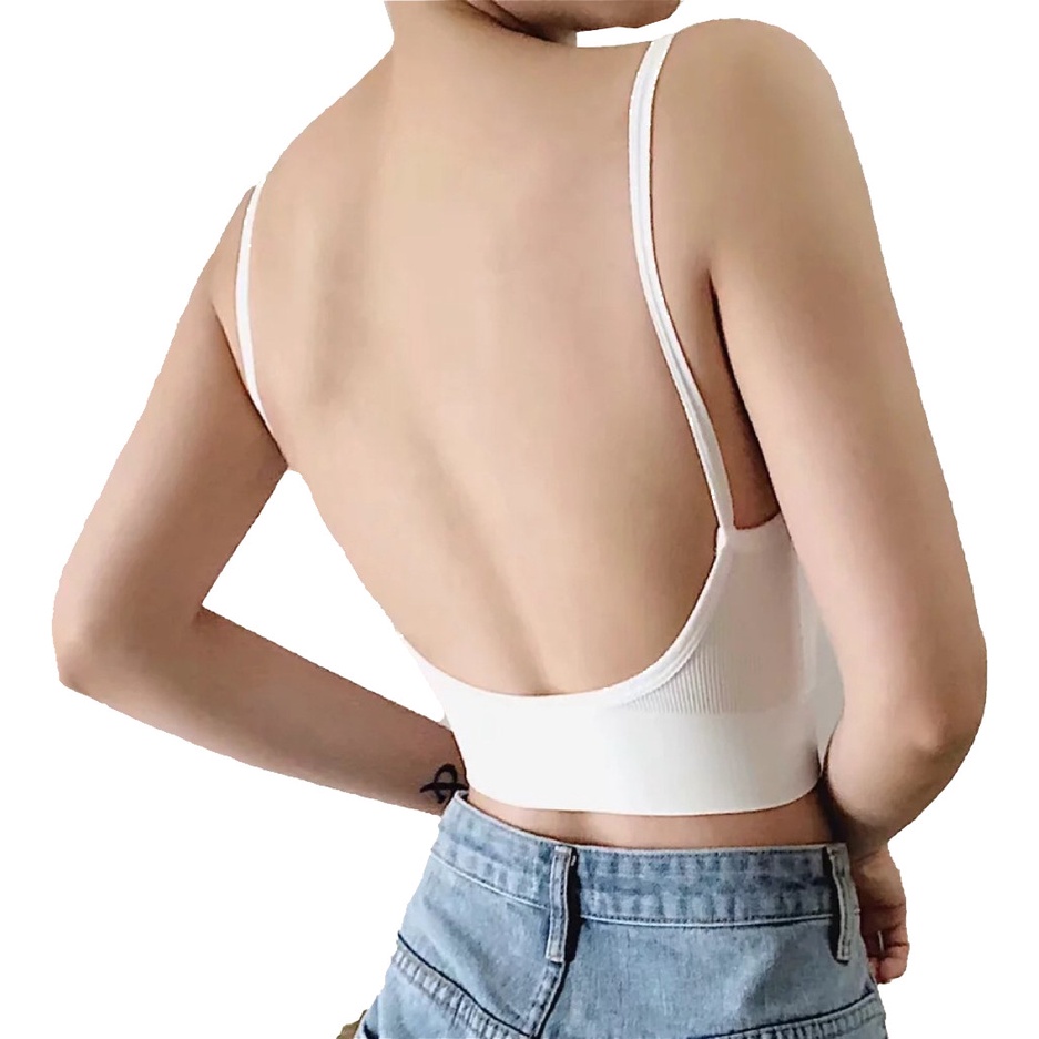 Áo lót len tăm hở lưng cotton áo bra thun gân tâm lưng u hở vai 367 | BigBuy360 - bigbuy360.vn