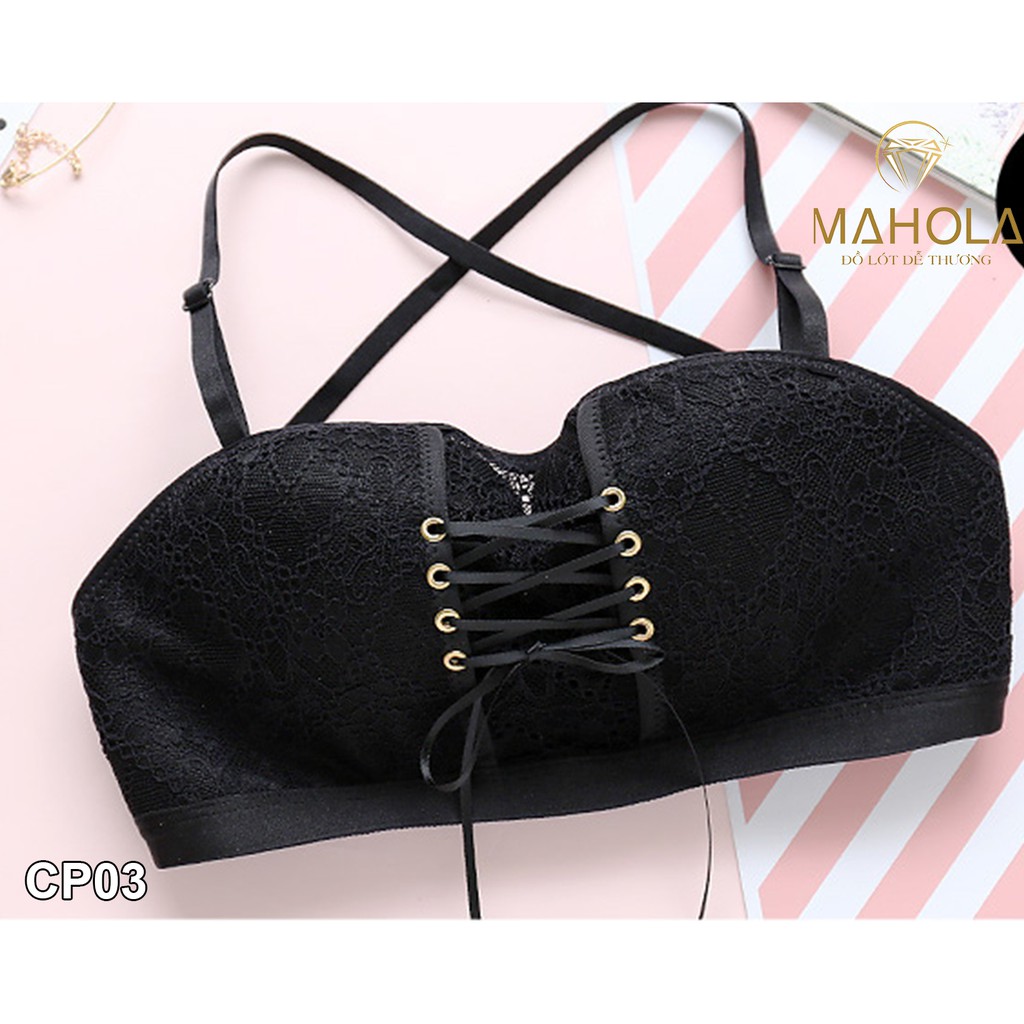 Áo Lót Cúp Ngang Mút Bàn Tay Siêu Nâng Ngực Phối Ren Mahola CP03