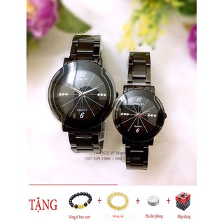Đồng hồ cặp đôi nam, nữ Halei Black Spider dây thép đen siêu hot