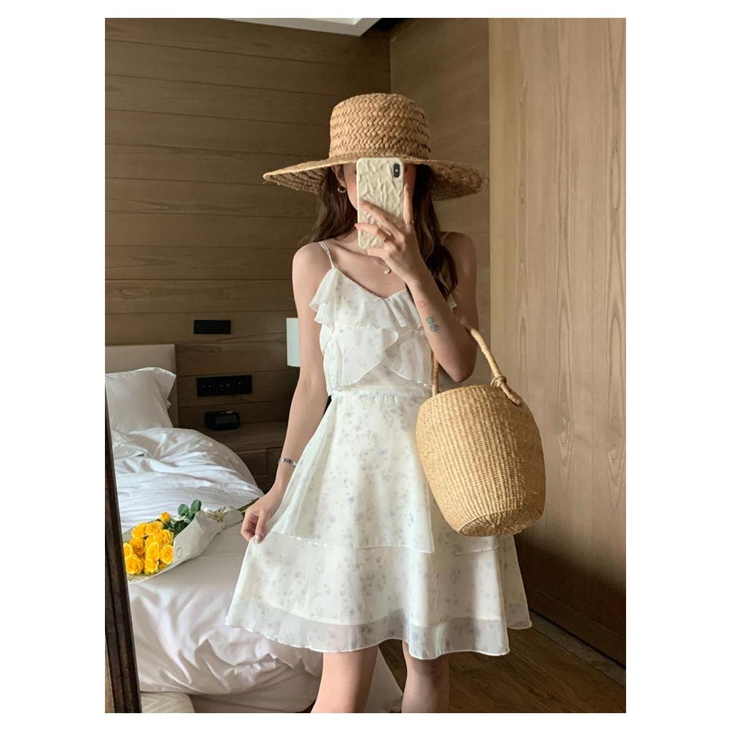 Đầm Chiffon Hoa Hai Dây Thời Trang Mùa Hè Kiểu Mới 63566