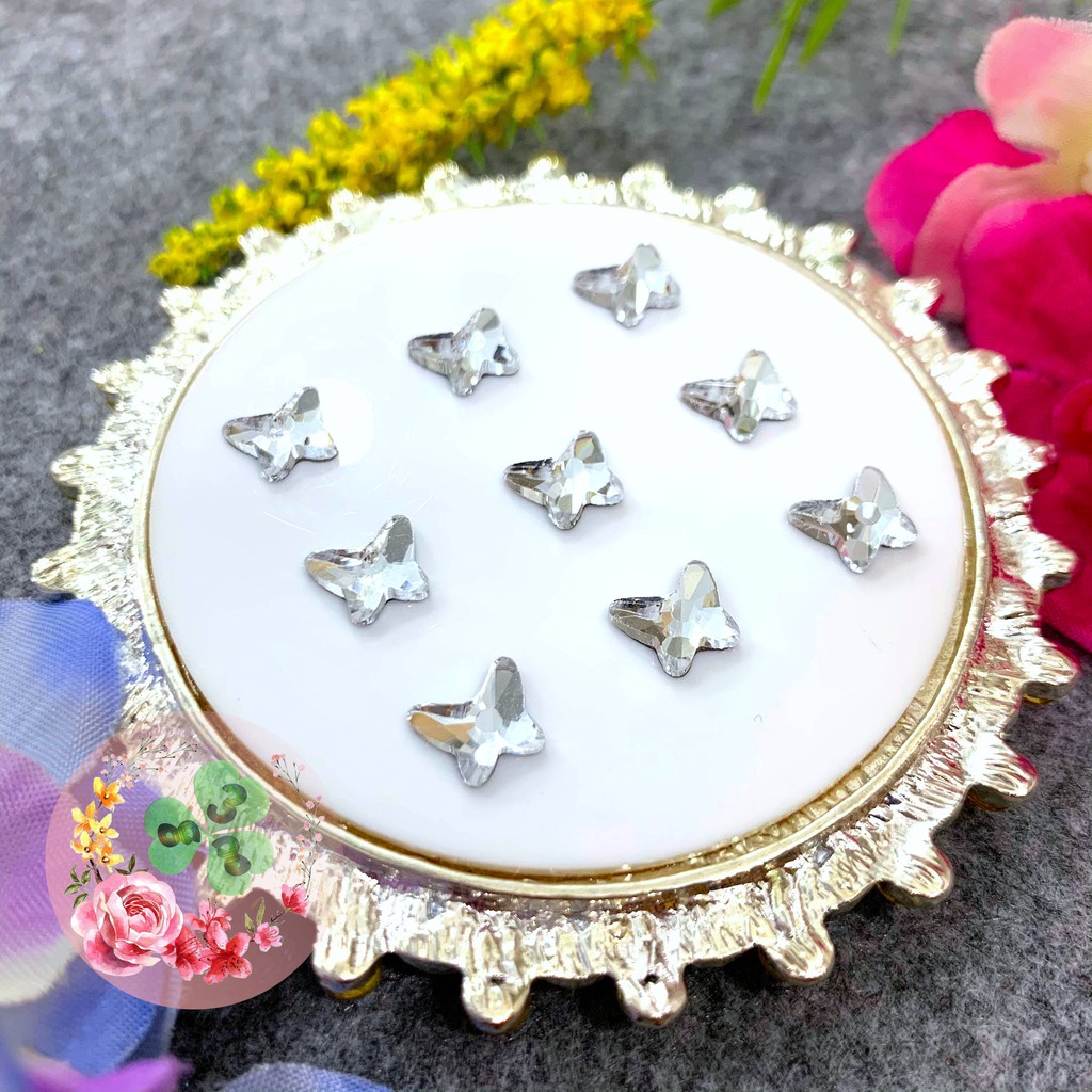 2 viên - Mẫu YHB 2855 . Đá khối chân bằng chuẩn loại A siêu bắt sáng, đính dán móng.