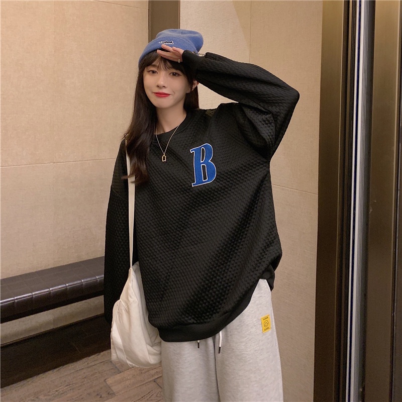 【ZHELIHANGFEI】Áo Thun Sweater Tay Dài Thêu Họa Tiết Xinh Xắn