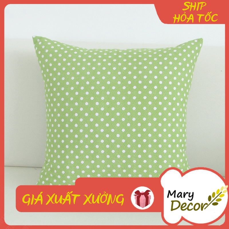 Gối tựa sofa Mary Decor - họa tiết Chấm bi xanh lá mạ G-C04
