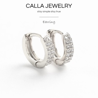 2 Rows CZ Studded Earrings | Khuyên tai bông tai bạc 2 vòng đá sáng lấp lánh Calla Jewelry | E011