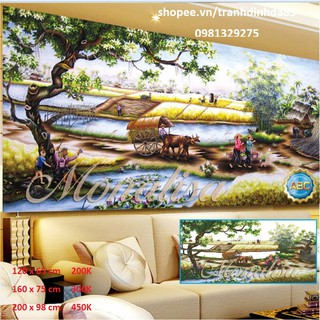 Tranh đính đá cảnh đồng quê làng quê y8030 , y8031 , y8032