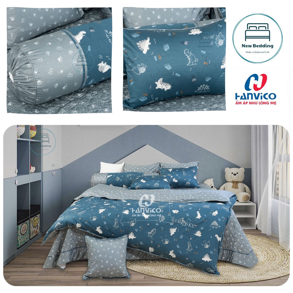 Bộ Chăn Ga Gối Hanvico Blue Sky DLP193, ga trải giường vải cotton cao cấp (bán lẻ từng món)