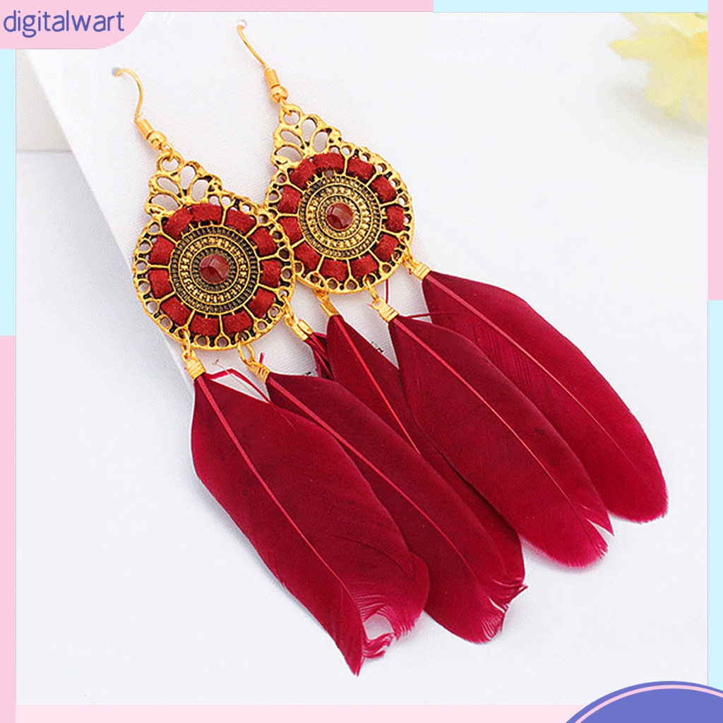 Đôi bông tai họa tiết lông vũ kiểu dáng vintage cho nữ