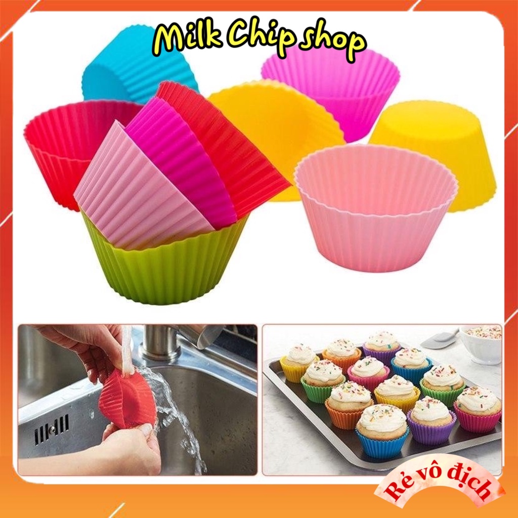 Khuôn làm bánh bông lan, cupcake, muffin bằng silicon chịu nhiệt đường kính 7cm C001