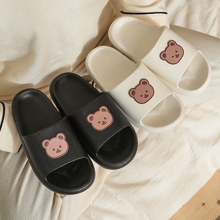 ❌HÀNG NHẬP KHẨU❌Dép quai ngang unisex hình gấu thời trang ulzzang bánh mỳ độn đế 4 cm siêu êm siêu nhẹ siêu êm A110 Warm