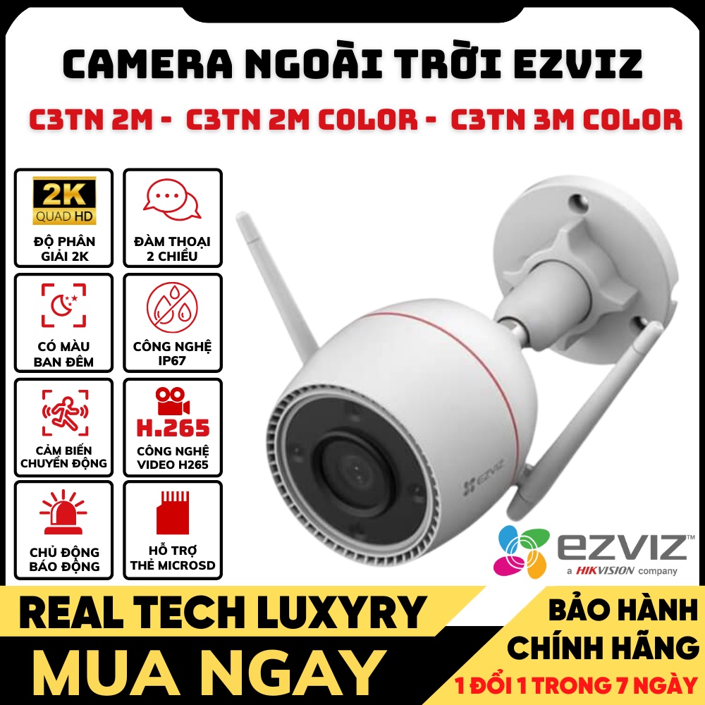 Camera WIFI EZVIZ CS-C3TN 1080P 2mp FULL HD Ngoài Trời,Có Nháy Đèn Hú Còi,Cảm Biến,Đàm Thoại - BH 5 NĂM