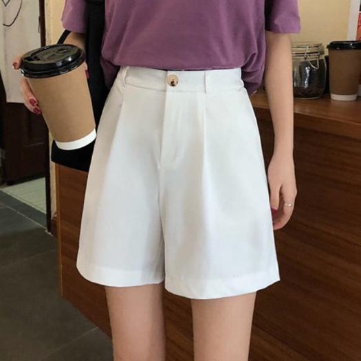 Quần đùi trắng nữ gập gấu cạp cao vải kaki tôn dáng Miss girl M610