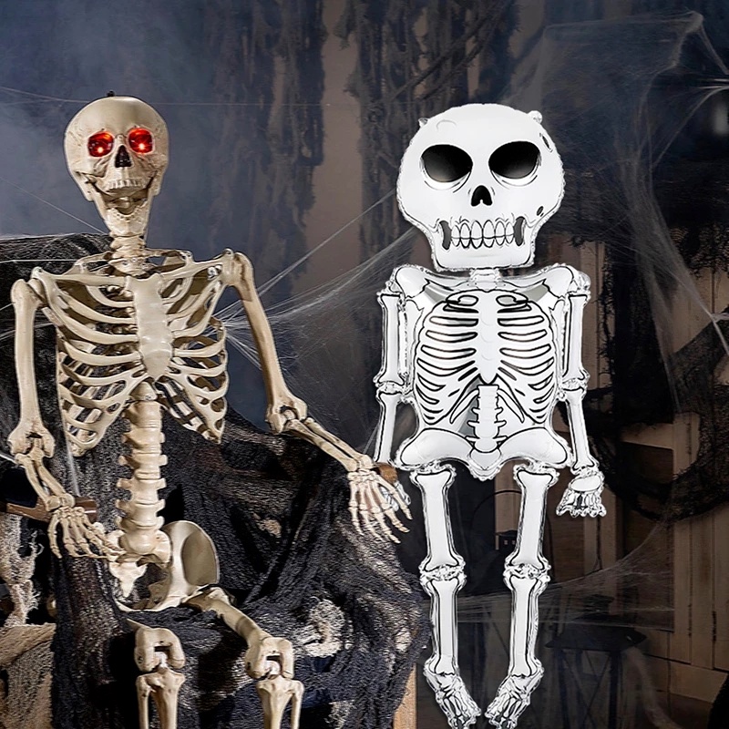 1 Bong Bóng Lá Nhôm Hình Bộ Xương Người Trang Trí Halloween