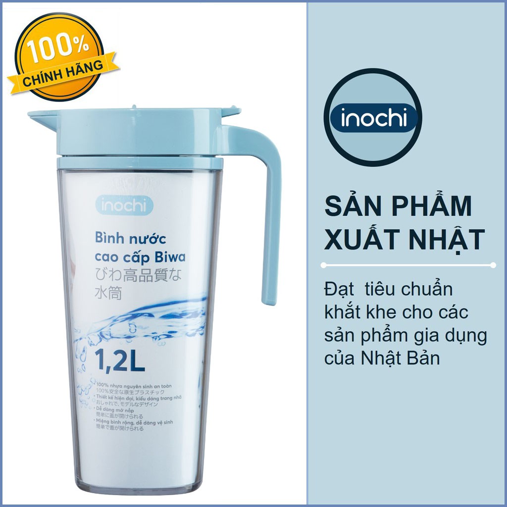 Bình nước kháng khuẩn Biwa Inochi Nhật Bản Chính hãng 1.2L và 1.6L nhựa nguyên sinh, chịu nhiệt cao