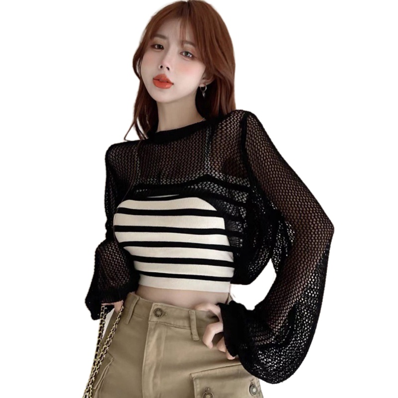 Xiangbao Áo Lưới Tay Phồng Hai Dây Thời Trang Mùa Hè Cho Nữ