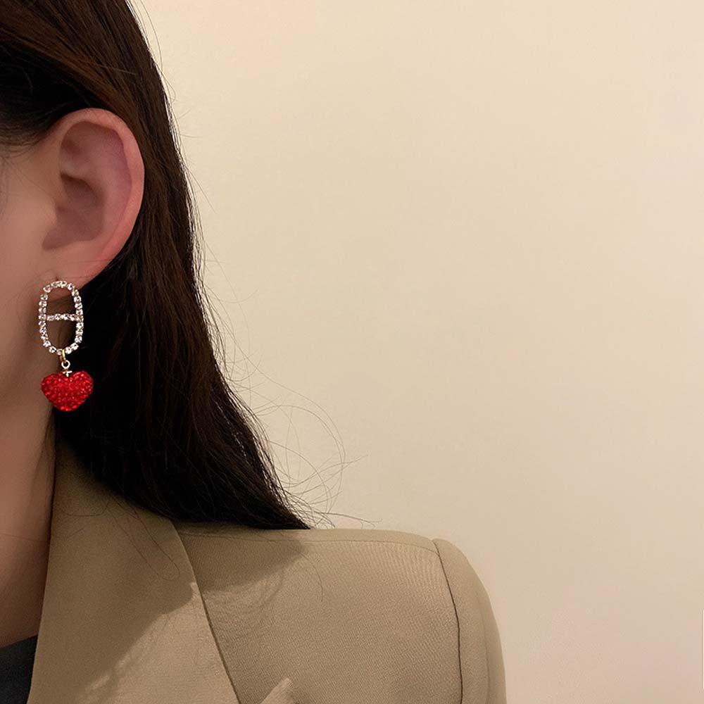 Khuyên Tai Lủng Lẳng Đính Đá Đơn Giản Thời Trang Hàn Quốc Cá Tính Cho Nữ