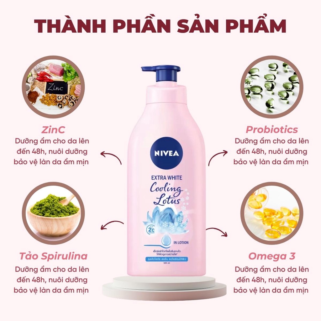 Sữa dưỡng thể NIVEA hương sen, sakura & cam dưỡng trắng cấp ẩm cho da mua sale tại Watson ThaiLand 525ML