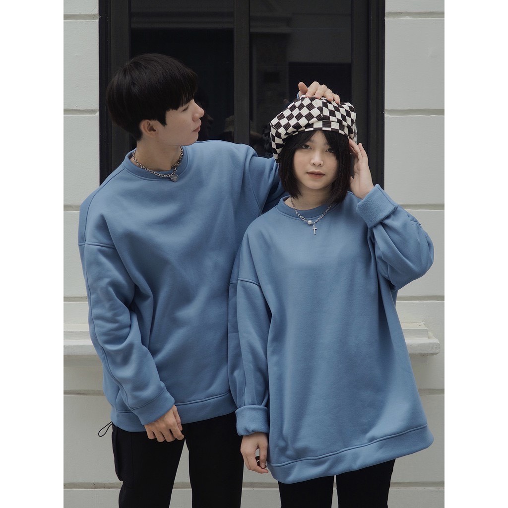 Áo sweater MEN 194 vải nỉ thu đông co dãn, dày dặn mềm mịn form rộng phong cách Unisex - SW Trơn | BigBuy360 - bigbuy360.vn