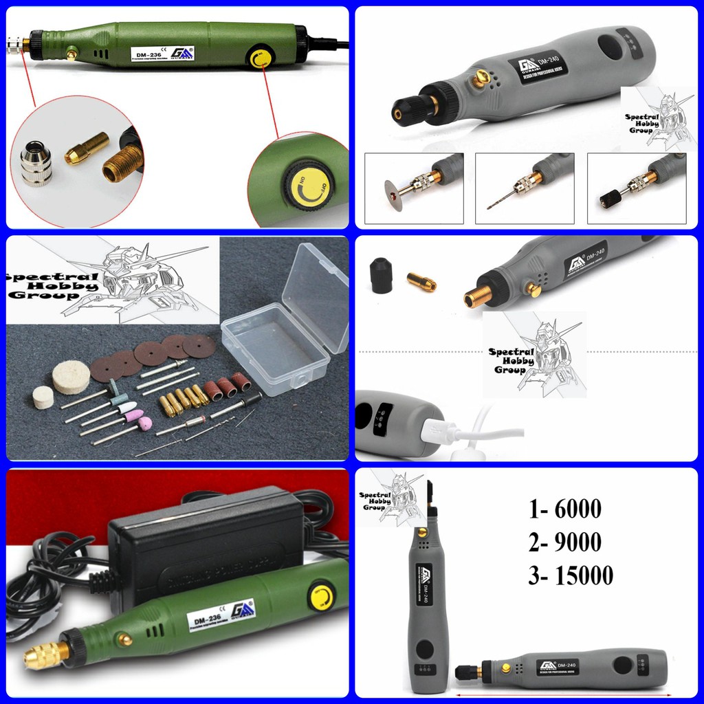Dụng cụ mô hình - Máy khoan mài cầm tay mini DM236 DM240 Grinder Set GUNAISI Tool Hobby