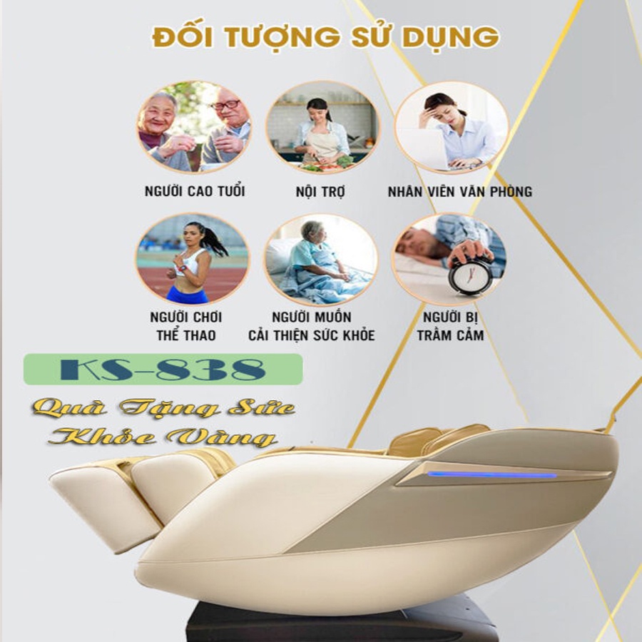 Ghế massage toàn thân HP42 tự dò huyệt đạo, Ghế mát xa công nghệ Nhật Bản massage không trọng lực bảo hành 5 năm