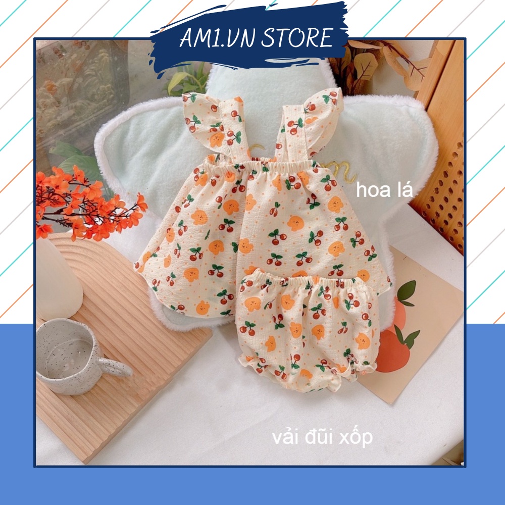 Đồ bộ bé gái quần áo cánh tiên nơ ngực vải đũi 7 đến 16 kg AM902 TTR246