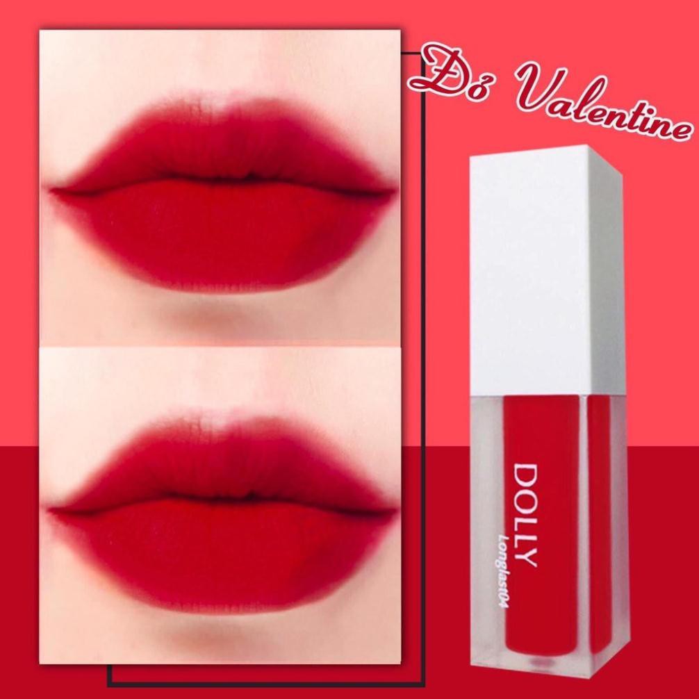 [Đỏ Valentine] - Son Kem Lì Không Chì Dolly Màu Đỏ Valentine Tách Set longlast04