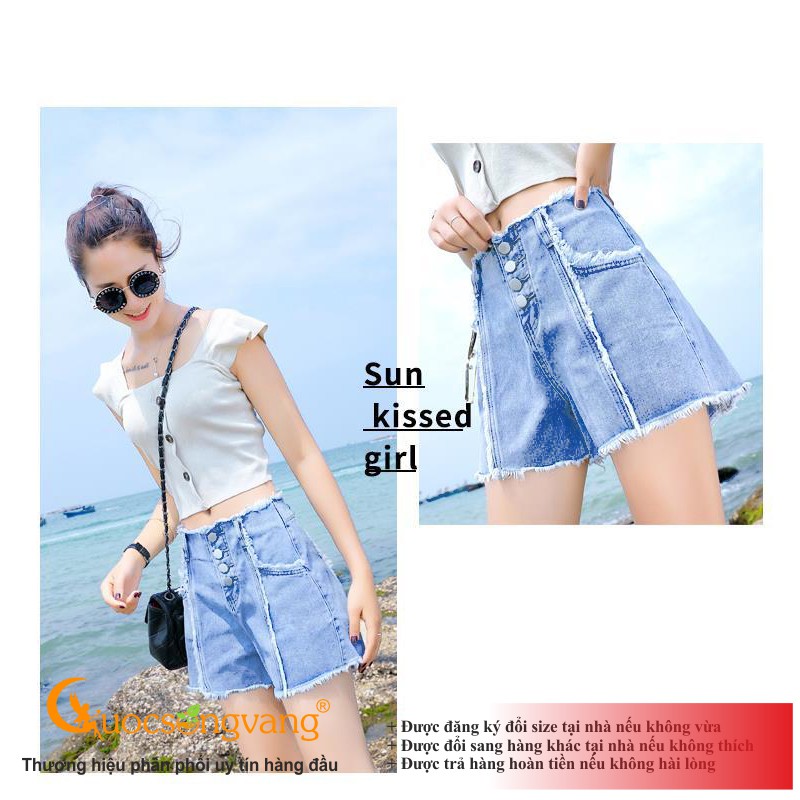 Quần short nữ xanh nhạt quần đùi jean nữ xanh da trời GLQ120 Cuocsongvang