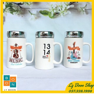 Ly giữ nhiệt bằng sứ có nắp đậy* freeship * Ca giữ nhiệt SỨ Nắp gương -Ca giữ nhiệt hình dễ thương hàng việt nam