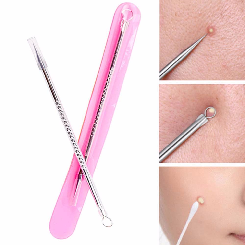 Dụng cụ nặn mụn đầu đen bằng thép không gỉ chiều dài 12cm tiện lợi