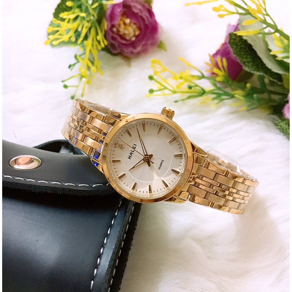 Đồng hồ cặp đôi dây thép Halei Gold Titanium đẳng cấp | BigBuy360 - bigbuy360.vn