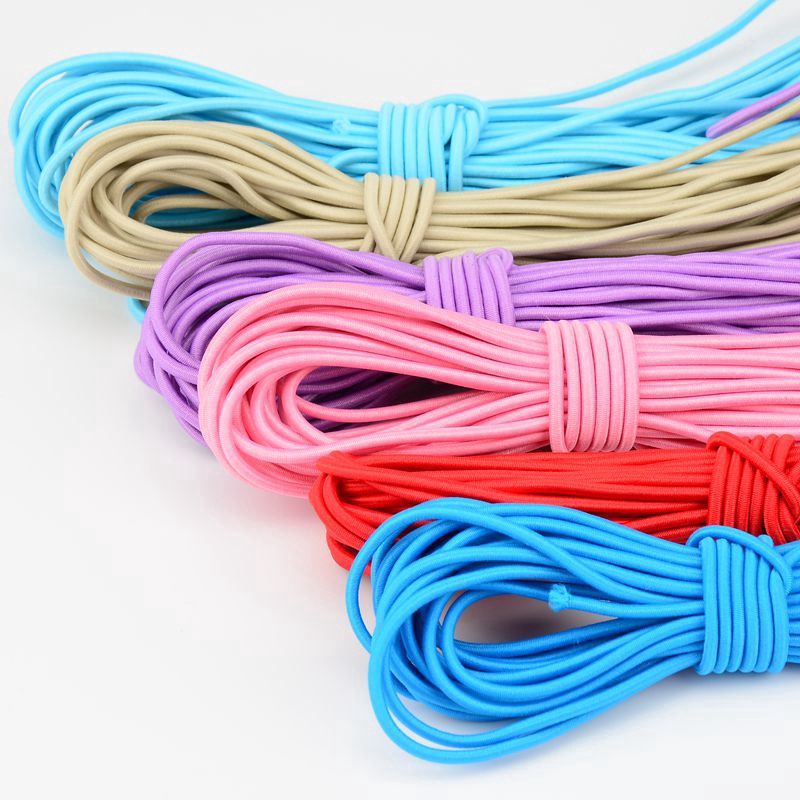 10 Colors 25M 1MM Colorful Elastic Cord with Beads/ DIY Round Hair Elastic Band/ Sewing Garment Accessory
