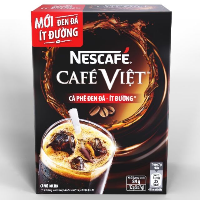 Nescafé Café Việt Cà Phê Đen Đá Ít Đường (12 gói x 7g)