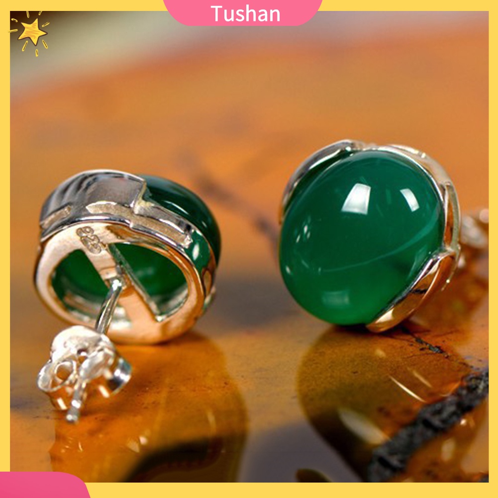 Hoa tai đá mã não tự nhiên thời trang cho nữ